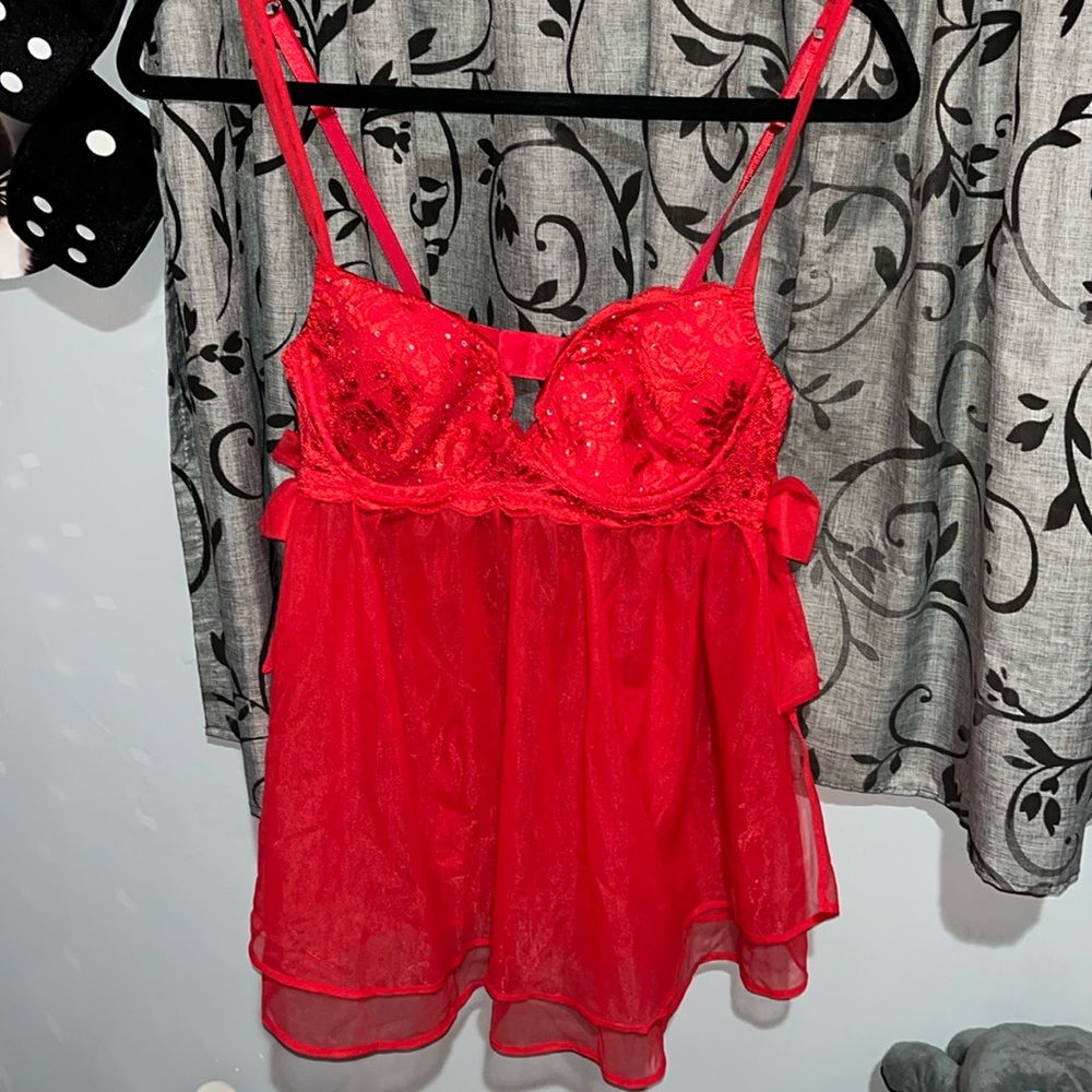 Red mesh babydoll